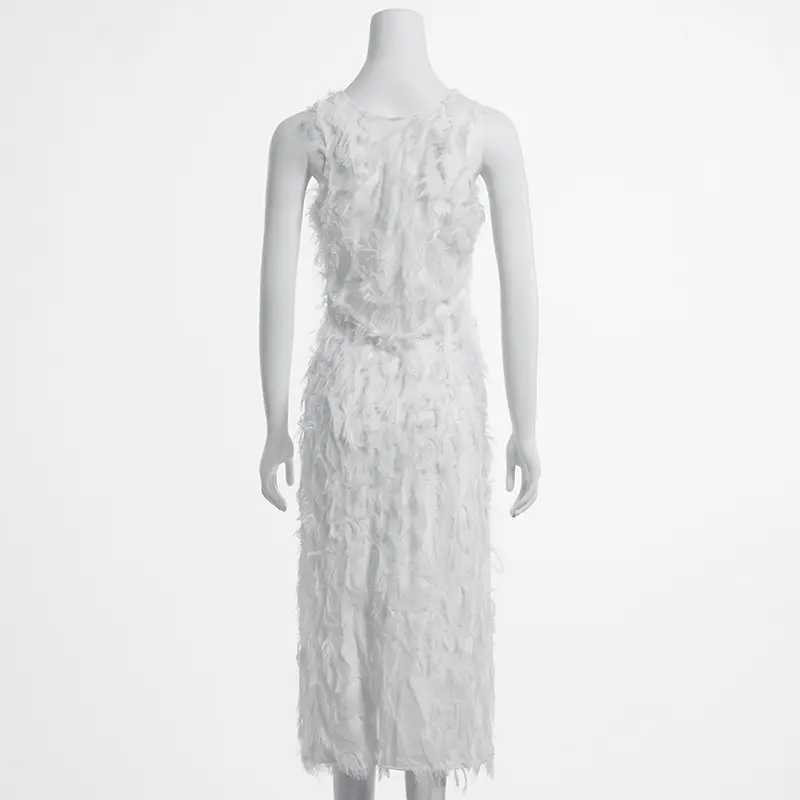 French Resort Style V-neck Tassel Suspender Dress, Simple And Fashionable Sleeveless Vest Dress