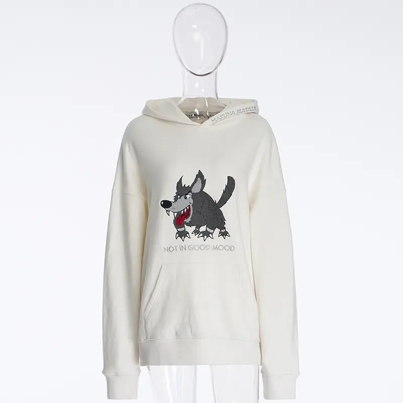 Lazy, Fashionable And Easy To Wear Towel Embroidered Casual Loose Cotton Hoodie