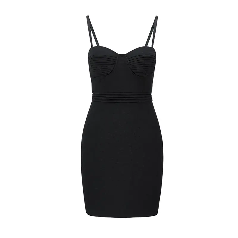 Knit Fabric Woven's Glamorous Black Dress