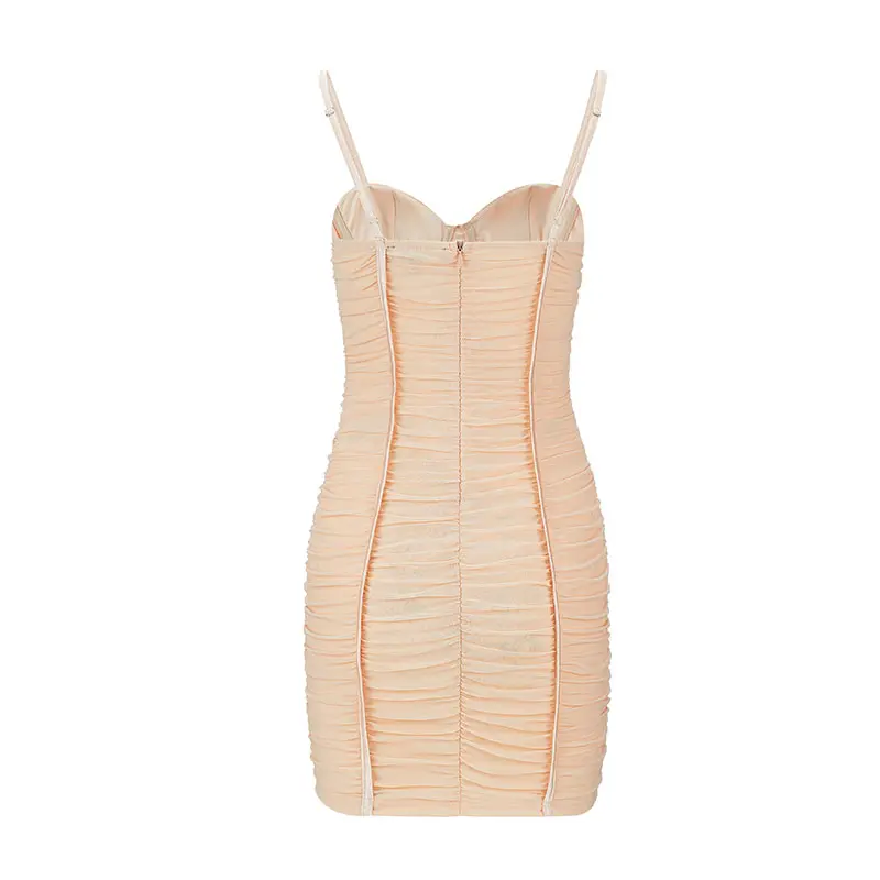 Mesh Fabric Women's Sexy Strappy Breast Cup Dress