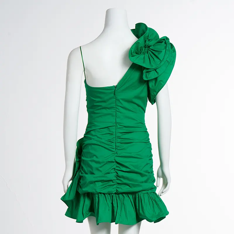 Women's Floral Detail Sleeveless Off-Shoulder High-Waist Mini Dress Ballgowns