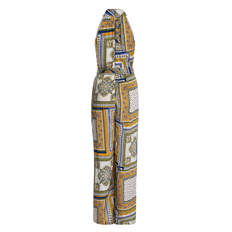 Women's Halterneck Printed Loose Sleeveless Jumpsuit