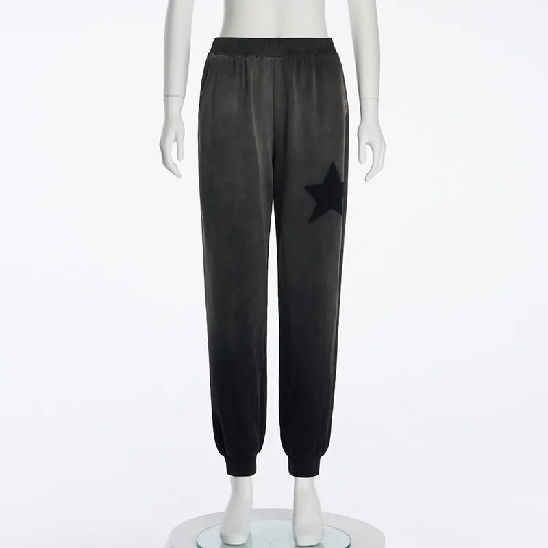 Knitted Sweatshirt, Vintage Washed Star Print, Loose Legged Casual Trousers