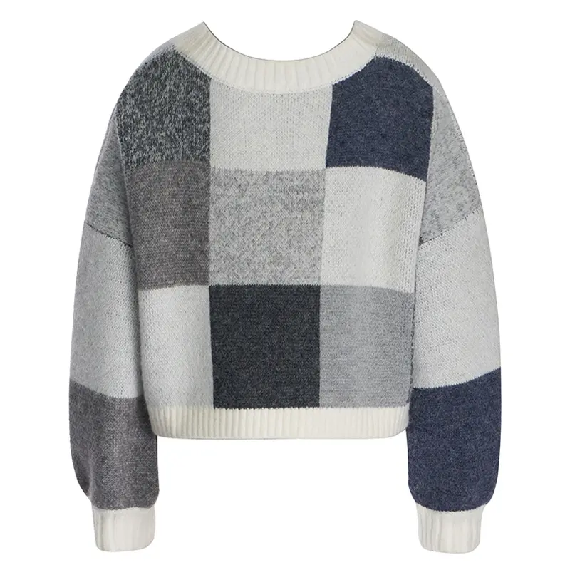 Women's Color Block Loose Cardigan Sweater