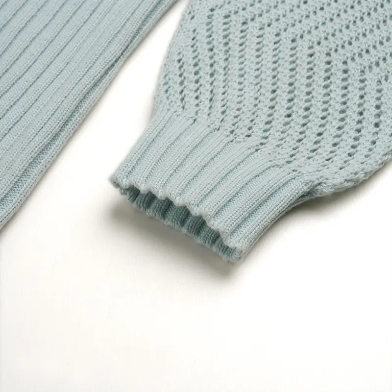 Hollow V-neck Knitted Long-sleeved Sweater (4)u9r