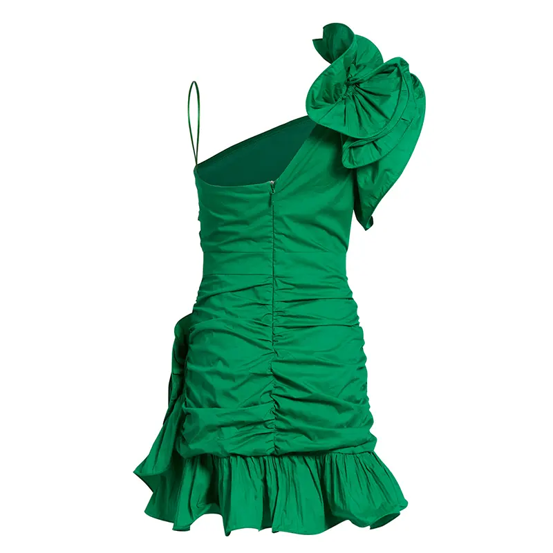 Women's Floral Detail Sleeveless Off-Shoulder High-Waist Mini Dress Ballgowns