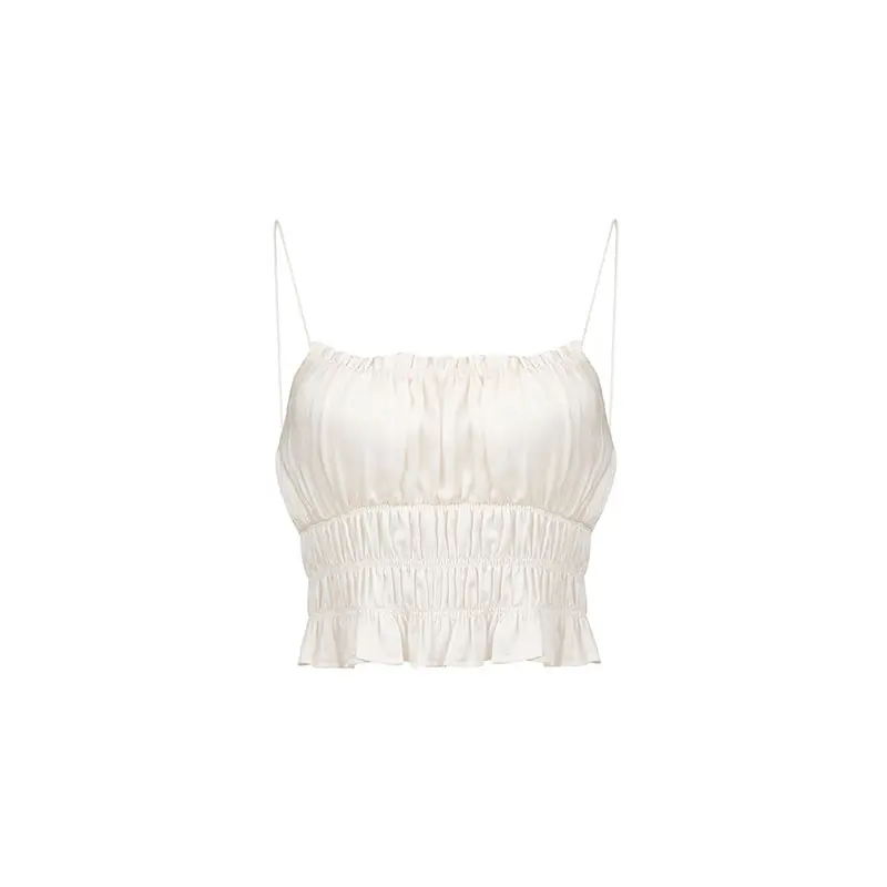 Satin Fabric Women's White Halter Corset Top