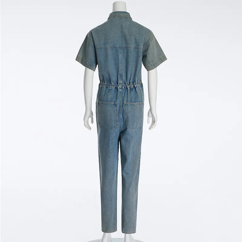 Retro Denim Work Jumpsuit Women's Design Niche High-end Jumpsuit