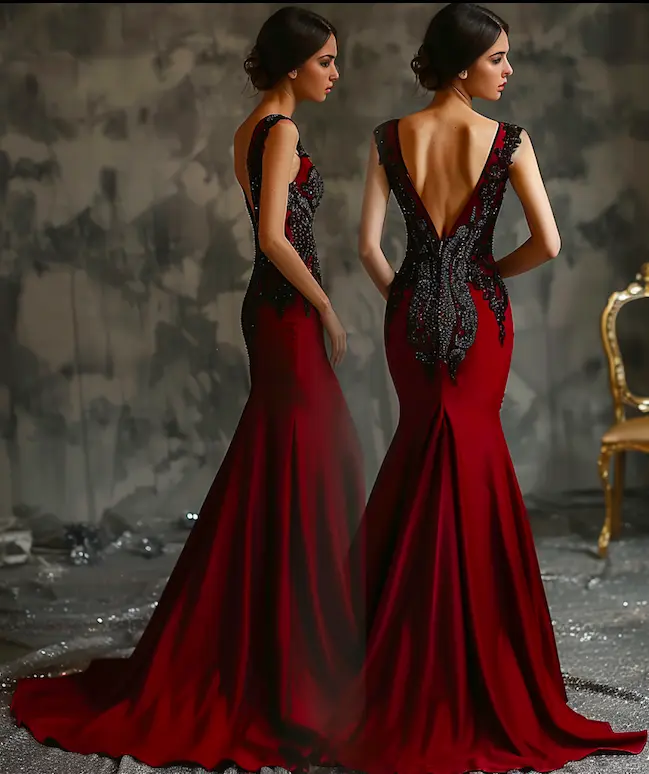 High-end V-neck backless evening dress 2024 new style embraces elegance