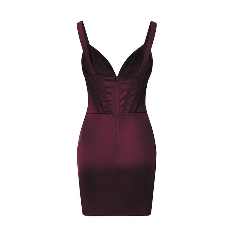 Satin Fabric Woven's Wide Straps Dress
