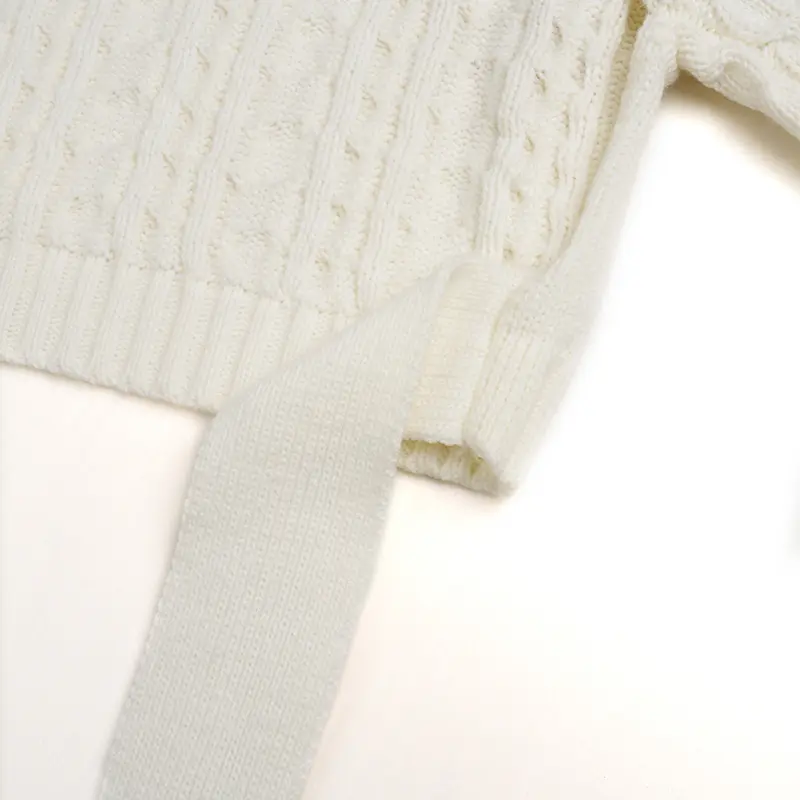 Round neck Long Sleeve Backless Tie Bow Twist Sweater (3)k1o