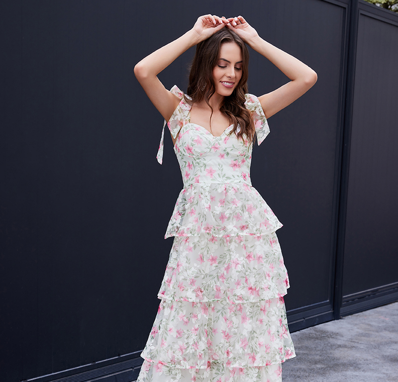 Organza print dress
