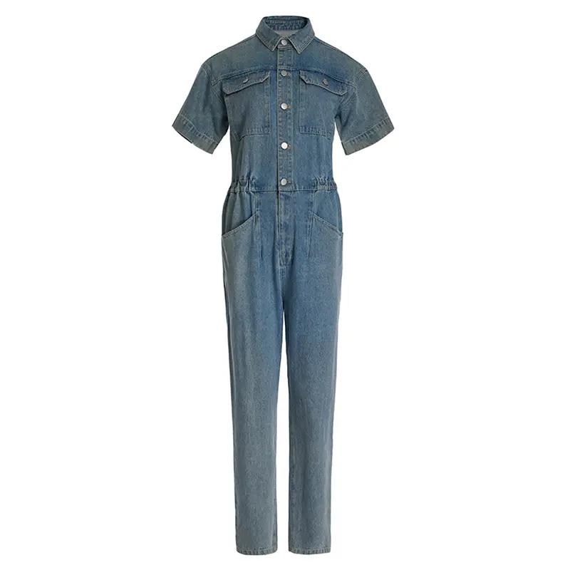 Retro Denim Work Jumpsuit Women's Design Niche High-end Jumpsuit
