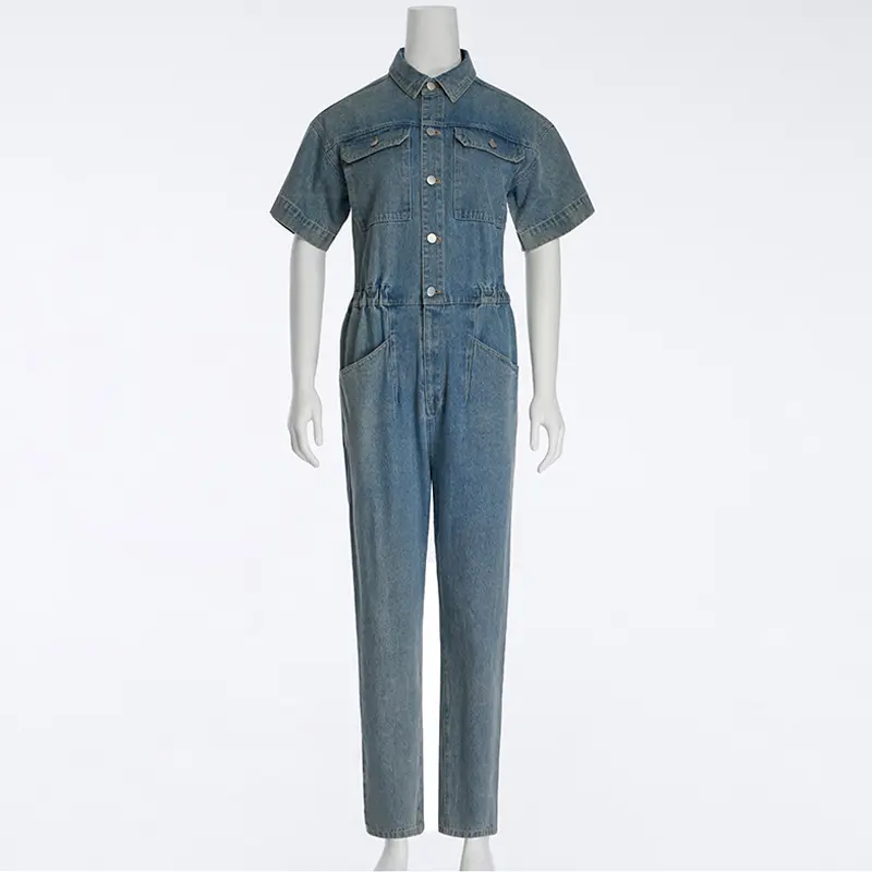 Retro Denim Work Jumpsuit Women's Design Niche High-end Jumpsuit