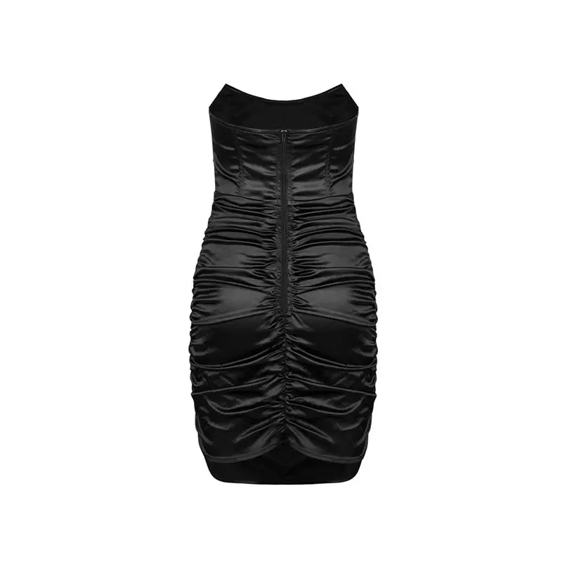 Satin Fabric Woven's Black Corset Evening Dress